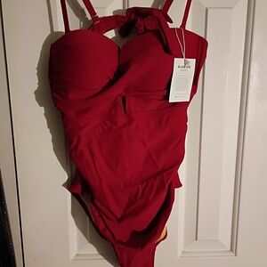 Eomenie Red One-Piece Swimsuit